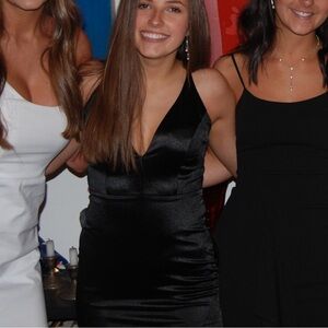 Black silk mini dress